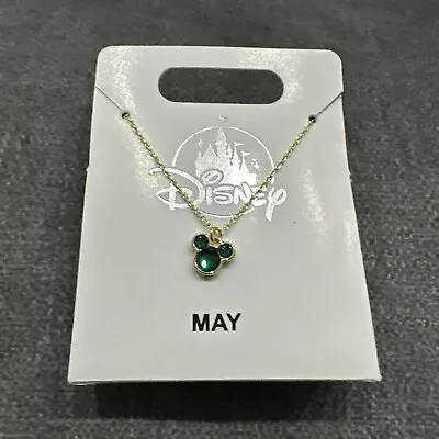 Disney Mickey Icon Birthstone Swarovski Crystal Gold Tone  Necklace May • $16.95