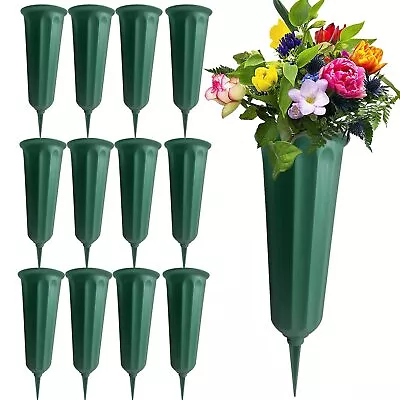 	12 Pack Memorial Flower Vase Plastic Cemetery Vases With Spikes Cemetery	 • $50.95