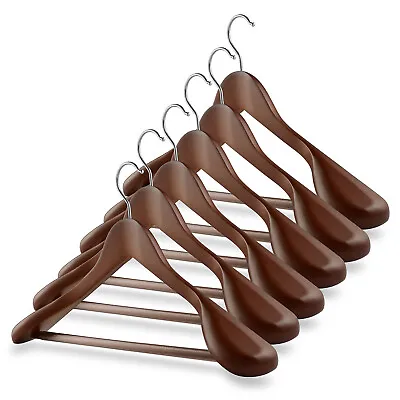 6 Wide Shoulder Wood Suit Hangers - Walnut • $16.95