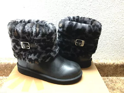 Ugg Ellee Animal Leopard Black Maylin Kid Youth Us 3 Fit Wmn Us 5 /eu 36 / Uk3.5 • £79.55