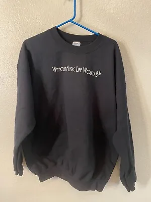Without Music Life Would Be Flat 90s Sweatshirt Sweater Size XL Black Gildan • $19.99
