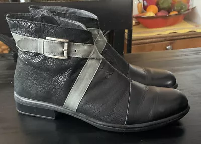 Naot Boots Boreas Women’s US 10 Black Leather Side Zip Ankle Booties-EUC • $35.95