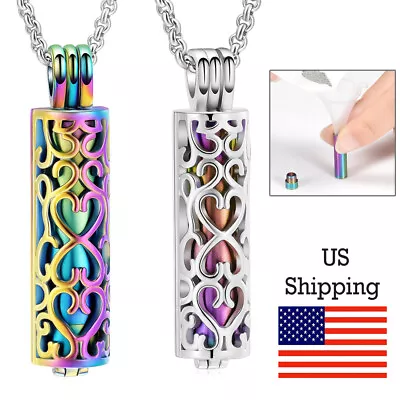 Cylinder Cremation Jewelry For Ashe Holder Memory Urn Necklace That Opens Inside • $10.99