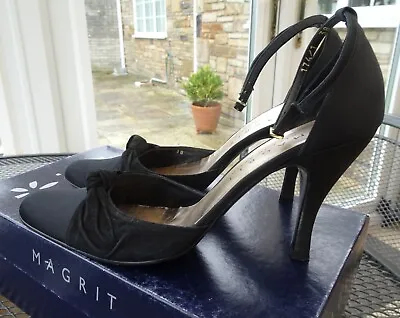 Magrit Black Evening 3 Inch Heel Shoes Size 38 • £15