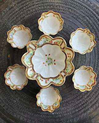 VTG Nippon Japan Floral Berry/Nut Bowls Hand-painted  (7 Piece Set) • $45