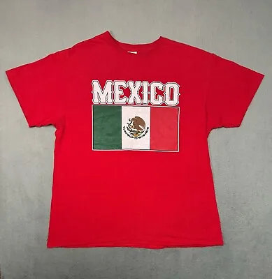 Mexico Mexican Flag Script Flag Vintage Cartel Delta Red Sports T Shirt Sz-L • $6