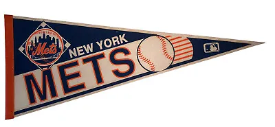 Vintage 1980s NEW YORK NY METS MLB Baseball Full Size 30 X 12 Pennant Banner • $9.59