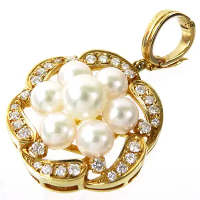 Mikimoto Akoya Pearl 5.8‐6.8mm Necklace　Pendan K18  With Diamond Great As A Gift • $3360.24