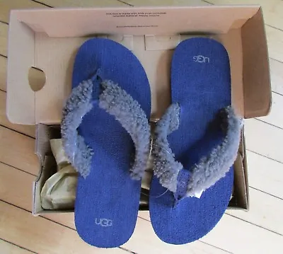 UGG Shoes Sandals Schutter Flip Flop Shearling Thong Peacoat BK5 = W6.5 New • $59.50