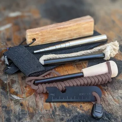 Survival Fire Starting Kit Fatwood Ferro Rod Striker Kaeser Wilderness • $17.97