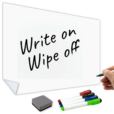 Self-Adhesive Whiteboard Reusable Sticky Back Dry Wipe Mountable Wall Planner • £13.95
