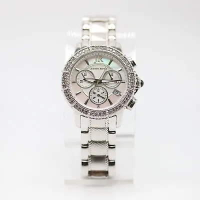 Judith Ripka Stainless Diamonique Chronograph Watch With Mother Of Pearl Dial CZ • $155
