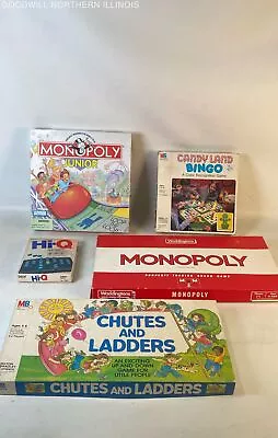 Lot Of 5 Vintage Board Games: Candy Land Bingo Monopoly Hi-Q Chutes & Ladders • $9.99