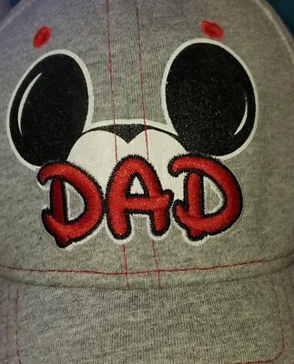 Disney Mickey Mouse Dad Baseball Hat Cap Adjustable Gray Red Black Ears Nice • $24.99