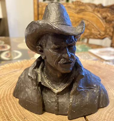 Vintage Michael Garman Cowboy Bust Statue Sculpture Signed Western Art Decor • $24