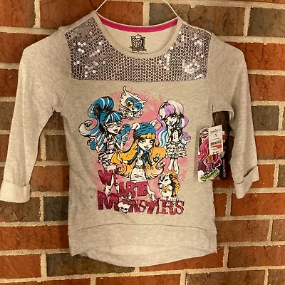 KIDS Monster High Dolls We Are Monsters M Medium 7-8 TEE Heather Grey With Color • $8.99