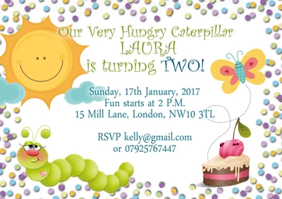 £5.49 • Buy 10 X Personalised Birthday Invitations/Thank You Cards HUNGRY CATERPILLAR