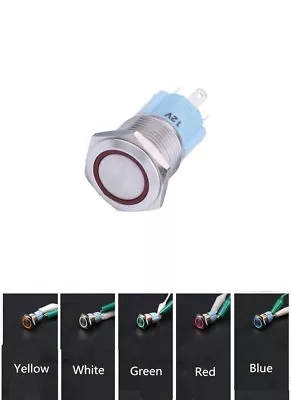 16mm 12V Car Momentary LED Lamp Push Button Metal ON/OFF Switch Latching • £3.59