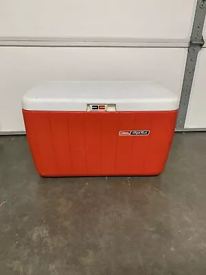 Vintage Coleman Polylite Cooler Red With Hinged White Lid Model 5286 A NO LOCK • $55