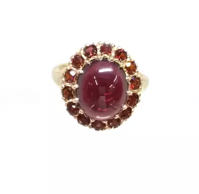 Vintage Statement Genuine 9ct Gold Magnificent Garnet Cluster Ring  Size N 1/2 • $466.26