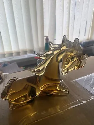 £74.95 • Buy Murano Blown Glass Amber Horse Decorative Italian Lampwork Vintage 8” Long