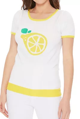 YEMAK Women's Short Sleeve Crewneck Lemon Print Casual T-Shirt Sweater MK32001 • $15.90