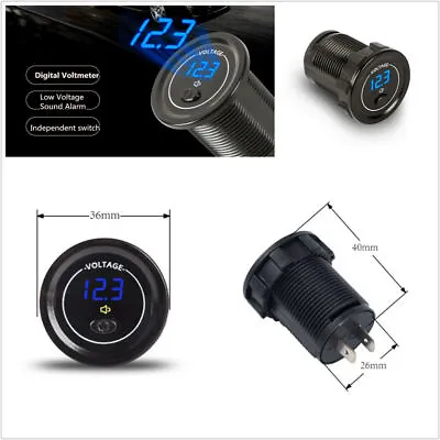 Car Motorcycle 12V-24V LED Digital Display Voltmeter Low Voltage Alarm W/Switch • $11.45