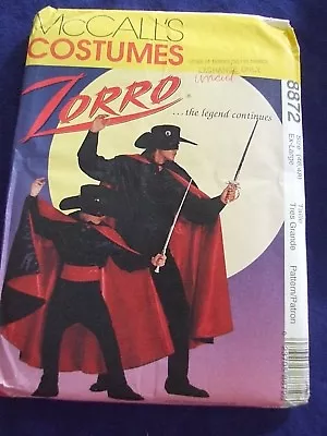 Uncut Simplicity #8872 Adult Sz X L <46-48> Zorro  Costume Sewing Pattern  • $8.99