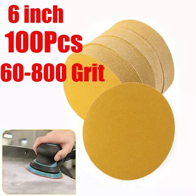 6  Inch 60-800 Grit 100-PACK DA Sanding Disc PSA Sandpaper • $21.90