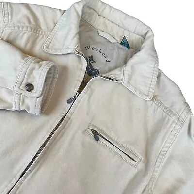 Vintage Weekend Outerwear Men's Full Zip Size Medium Bomber Jacket Tan • $24.99