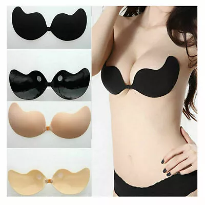 Backless Bra Women Silicone Adhesive Stick On Push Up Gel Strapless Invisible UK • £3.69