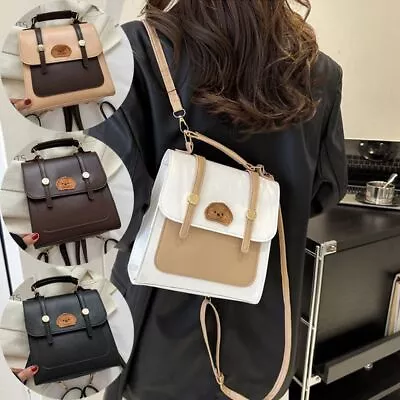 Pu Leather Backpack Vintage School Student Bag Women‘s Bags Travel Bag • $27.76