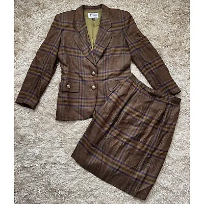 Stirling Cooper Vintage Skirt Suit Womens Size 6 Plaid Dark Academia Preppy • $44.99