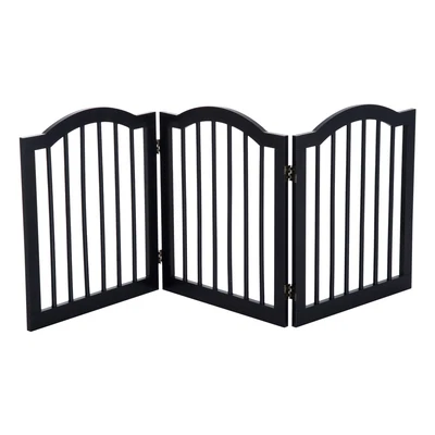 £46.99 • Buy PawHut Dog Gate 3 Wood Panel Freestanding Pet Fence Folding Safety Barrier Black
