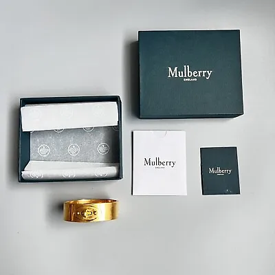 £270 Auth Mulberry Bayswater Gold Metal Bracelet Antique Brass Size M Gift Box • £135