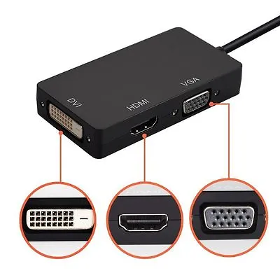 3 In 1 Thunderbolt Mini Display Port DP To HDMI DVI VGA Adapter For Surface Pro  • $10.99