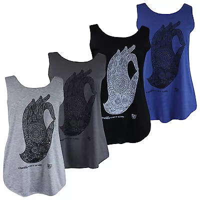 £11.95 • Buy Womens Ladies Buddha Hand Thai Mandala Om Vest Tank Top T-Shirt Summer Gym Yoga