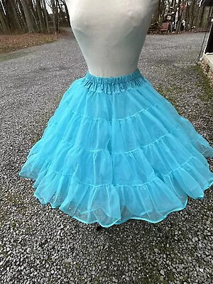 Vintage Malco Modes Square Dance Petticoat Med USA Turquoise Aqua Crinoline • $45