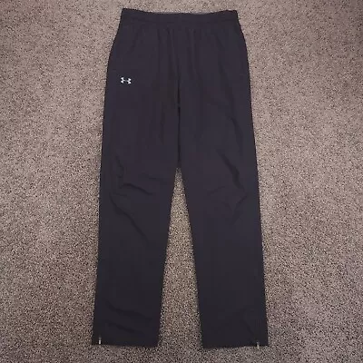 Under Armour UA Stretch Woven Pants L Black Drawstring Vented Zipped Legs Track • $24.99