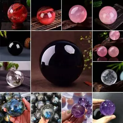 Natural Healing Ball Quartz Crystal Gemstone Sphere Stone Reiki Decor W/ Stand • £36.01