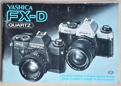 Original Yashica FX-D Quartz Instruction Book 35mm SLR • £5