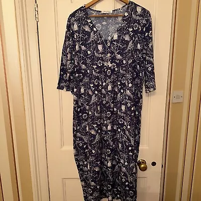 David  Nieper Blue/White Cotton Jersey Gorgeous Dress Pristine XL Size 20 • £29.99