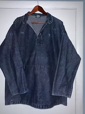 Vintage Lee Valley Smocks Ireland Chore Coat Mens Or Women L Blue Denim Pullover • $45.99