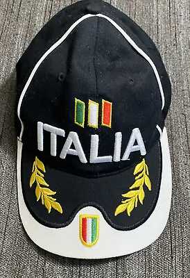 Men's ITALIA Black Adjustable Embroidered Baseball Cap Cotton Hat Italy • $7