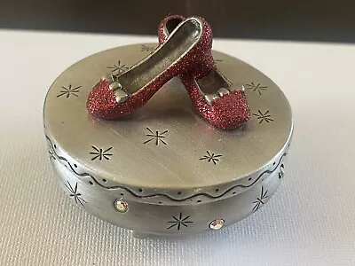 Pewter Trinket Box Wizard Of Oz No Place Like Home Glitter Ruby Red Shoes 2 Inch • $16.50