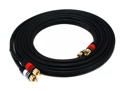 Monoprice 12ft Premium 2 RCA Plug/2 RCA Plug M/M 22AWG Cable - Black • $11.98