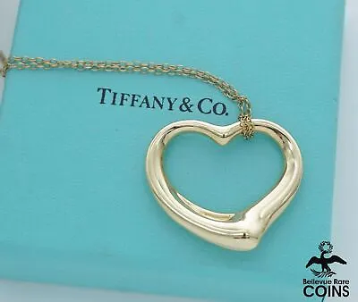 Tiffany & Co. Elsa Peretti 18k Yellow Gold Open Heart Pendant Necklace • $3195