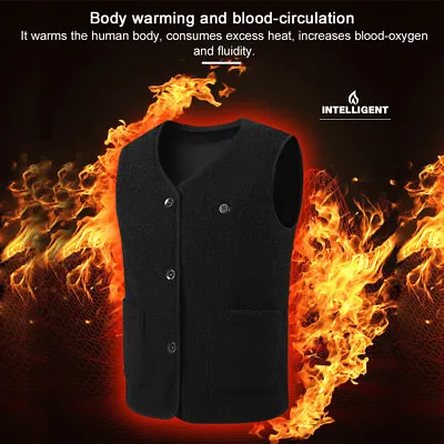 Heated Vest Warm Gilet Winter Electric USB Jacket Men Women Heating Coat Thermal • £17.09