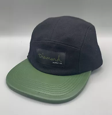 DIAMOND SUPPLY CO. Black Wool With Green Bill Adjustable Hat 5 Panel • $29.99