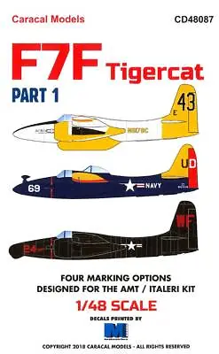 Caracal Decals 1/48 GRUMMAN F7F TIGERCAT Fighter Part 1 • $13.50